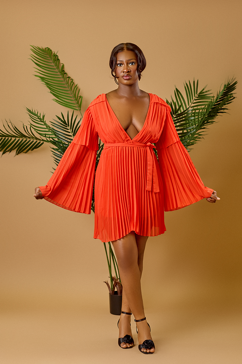 Scarlet Pleated Dress