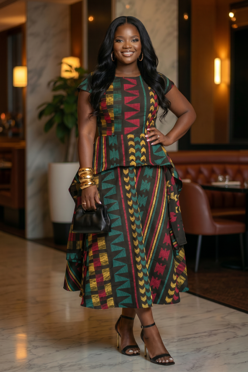 Akwete Peplum Dress