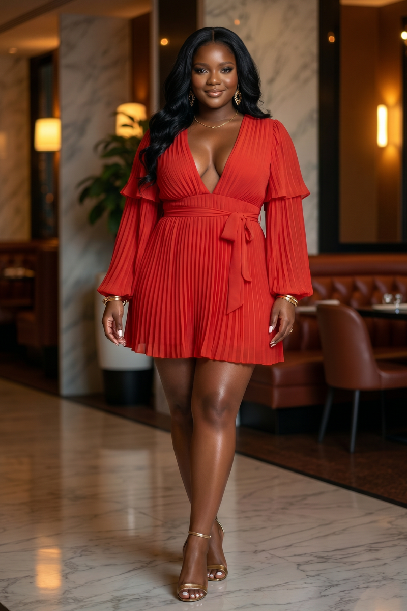 Scarlet Pleated Dress