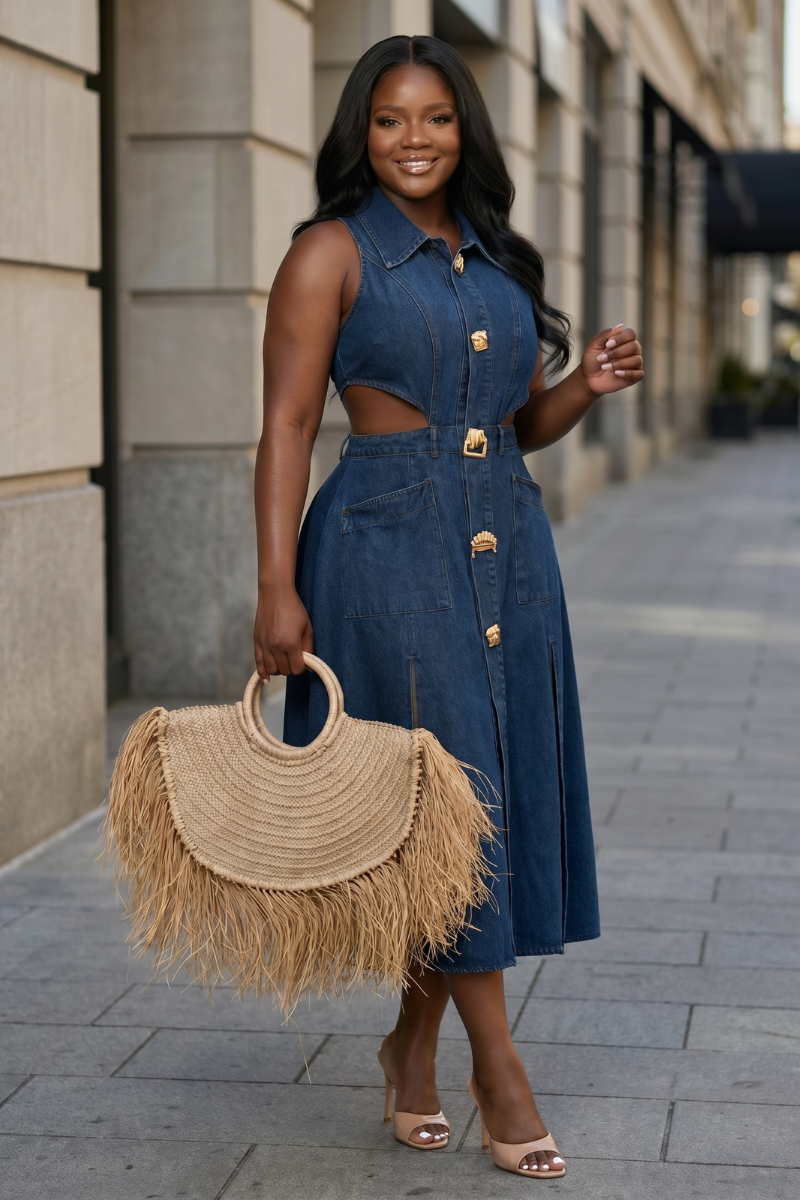 Monroe Denim Midi Dress