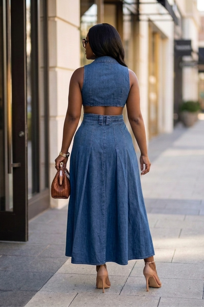 Monroe Denim Midi Dress