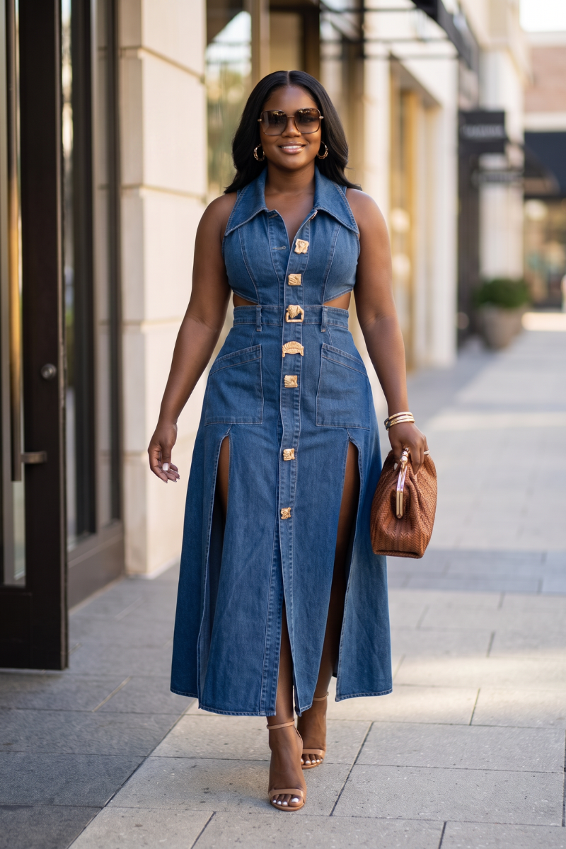 Monroe Denim Midi Dress