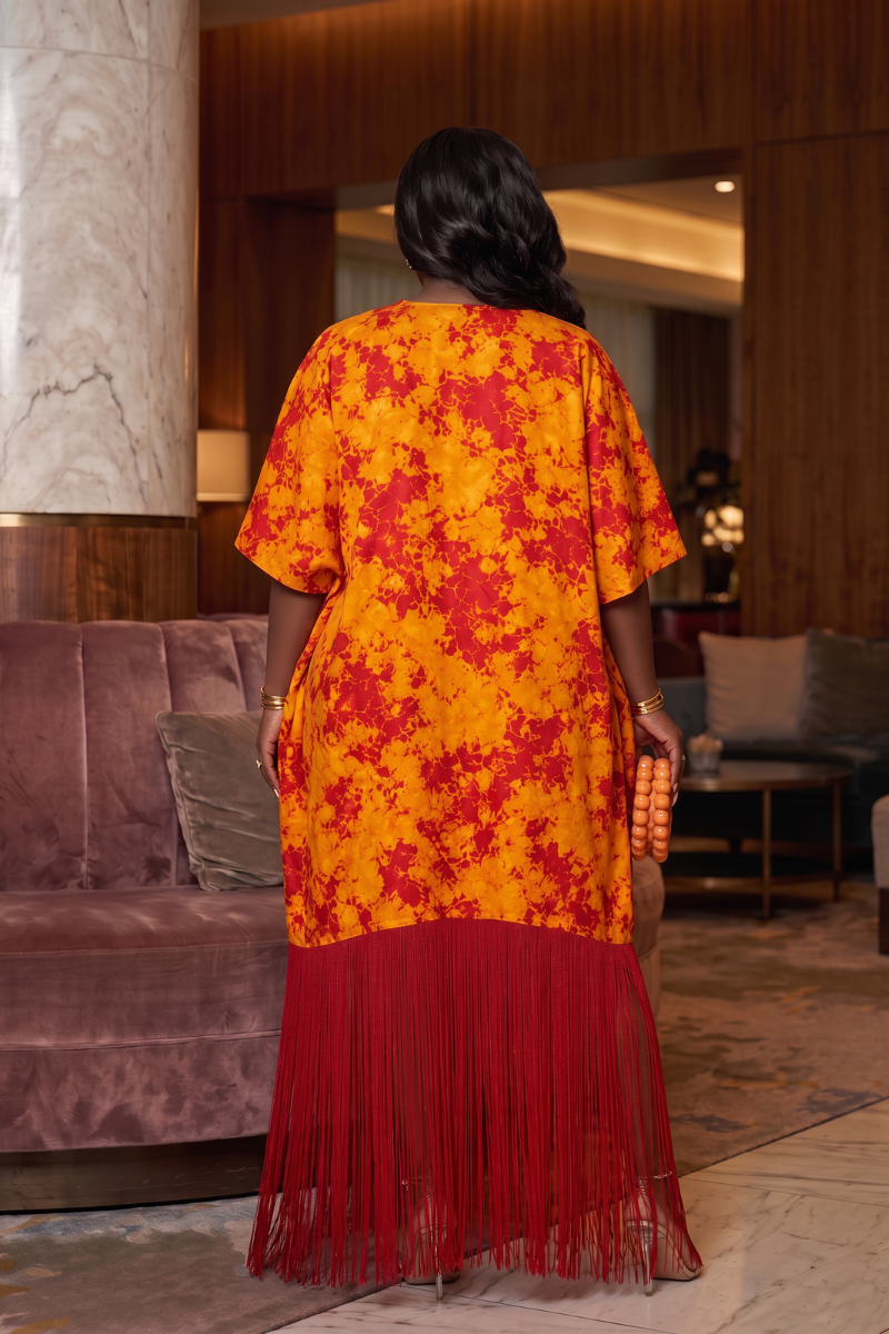 Adire Fringe Kaftan