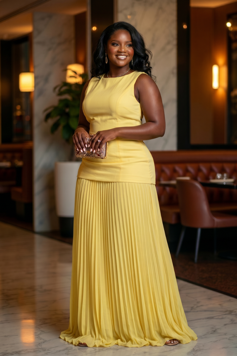 Soleil Pleated Maxi Dress
