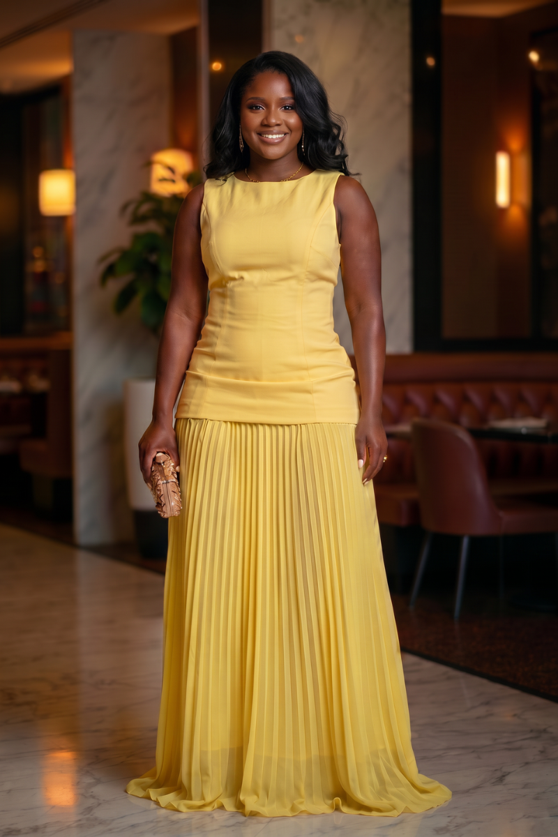 Soleil Pleated Maxi Dress