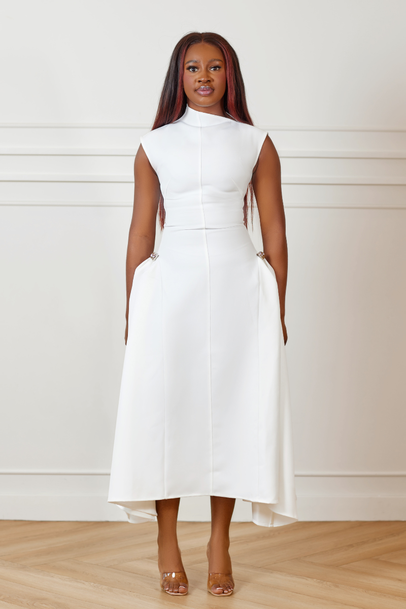 Glacier Midi Dress white