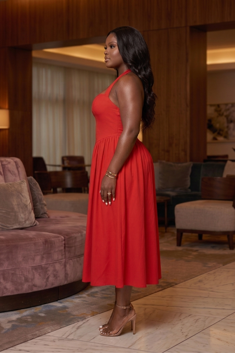 Halter Sweetheart Dress - Red