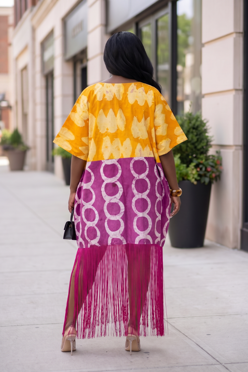 Adire Fringe Kaftan