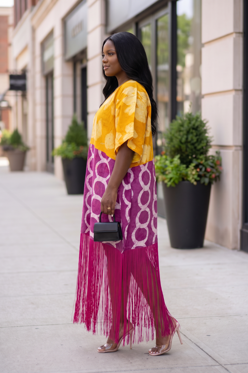 Adire Fringe Kaftan