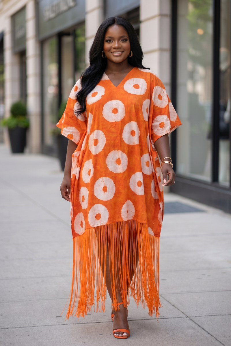 Adire Fringe Kaftan