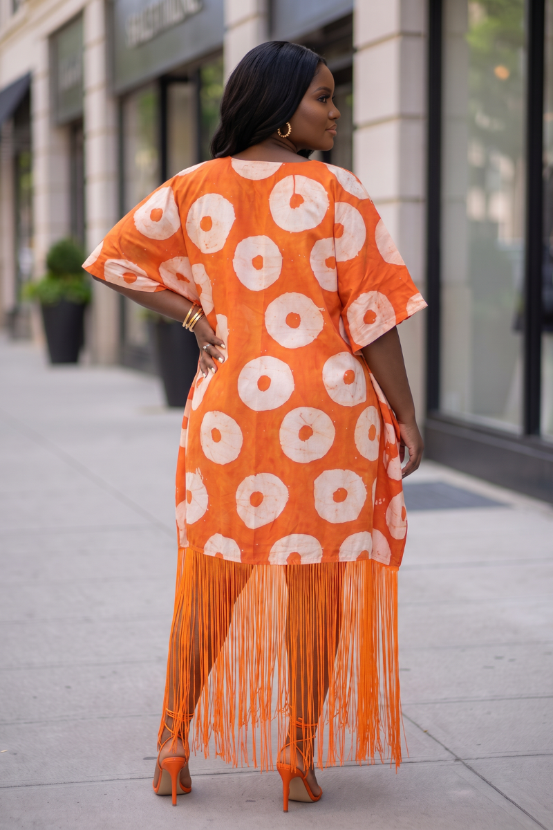 Adire Fringe Kaftan