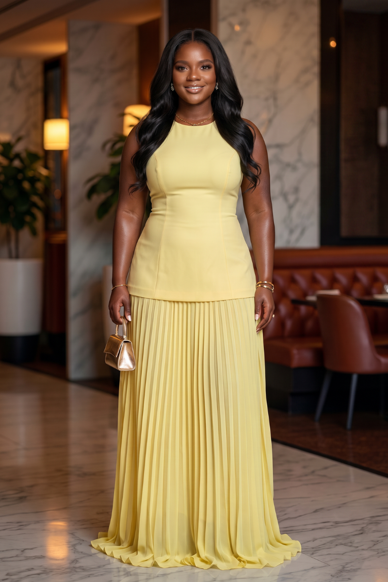 Soleil Pleated Maxi Dress