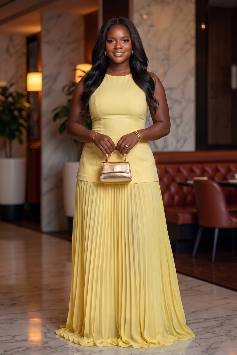 Soleil Pleated Maxi Dress