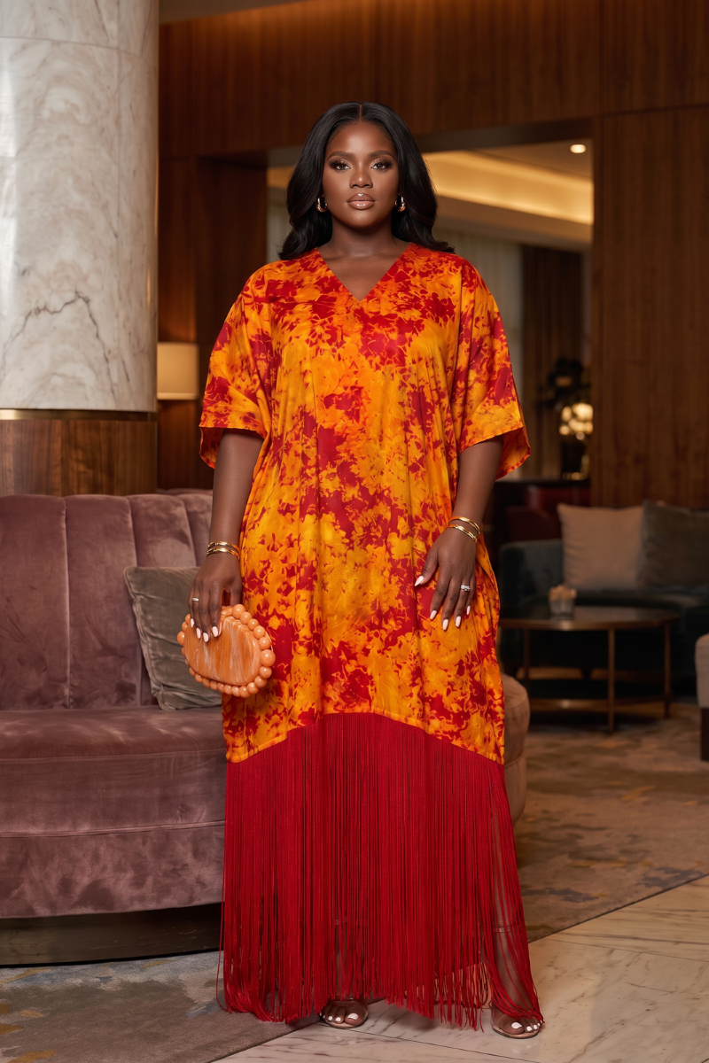 Adire Fringe Kaftan
