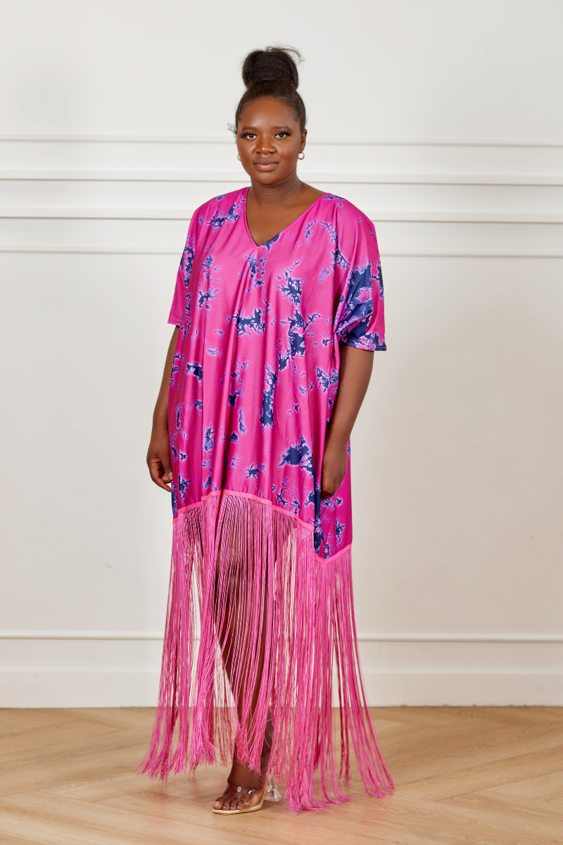 Lami Fringe Kaftan - Pink