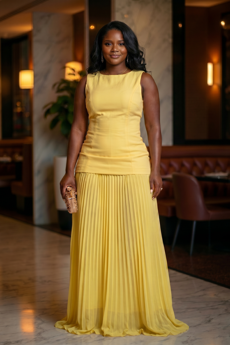 Soleil Pleated Maxi Dress
