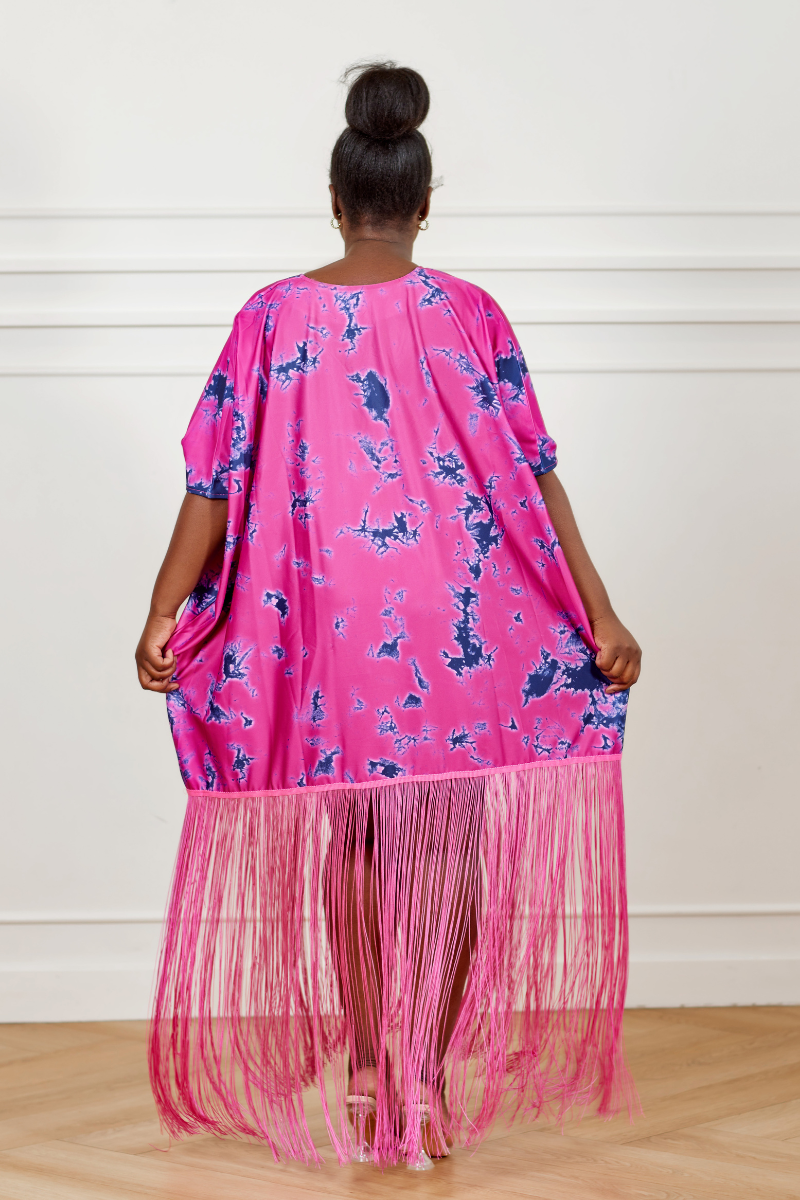 Lami Fringe Kaftan - Pink