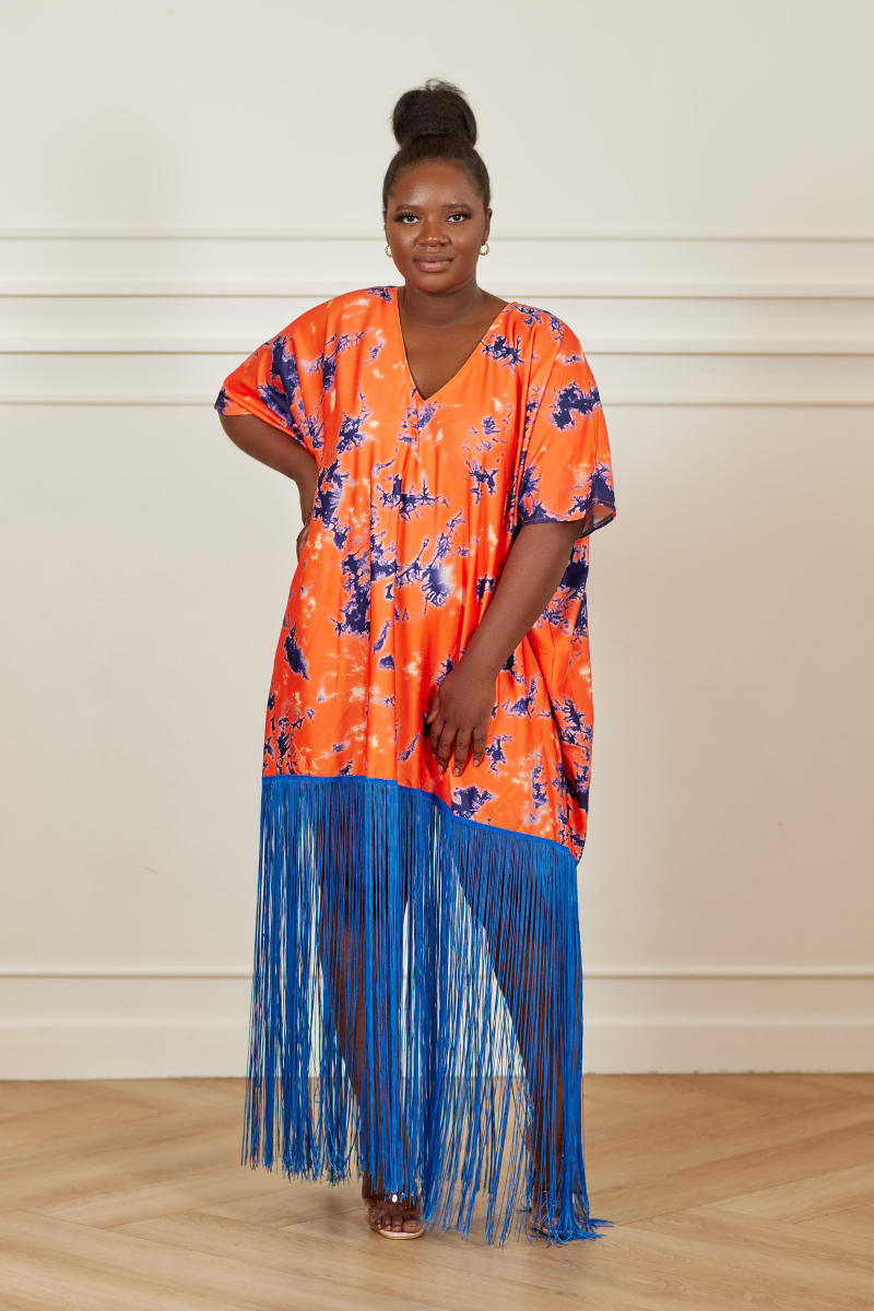 Lami Fringe Kaftan - Orange